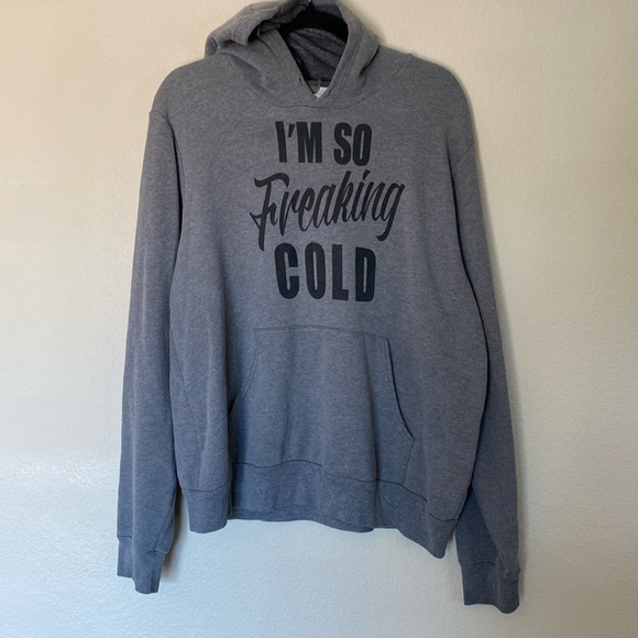 Bella Canvas “I’m so freaking Cold” grey hooded sweatshirt women’s large - Picture 1 of 3